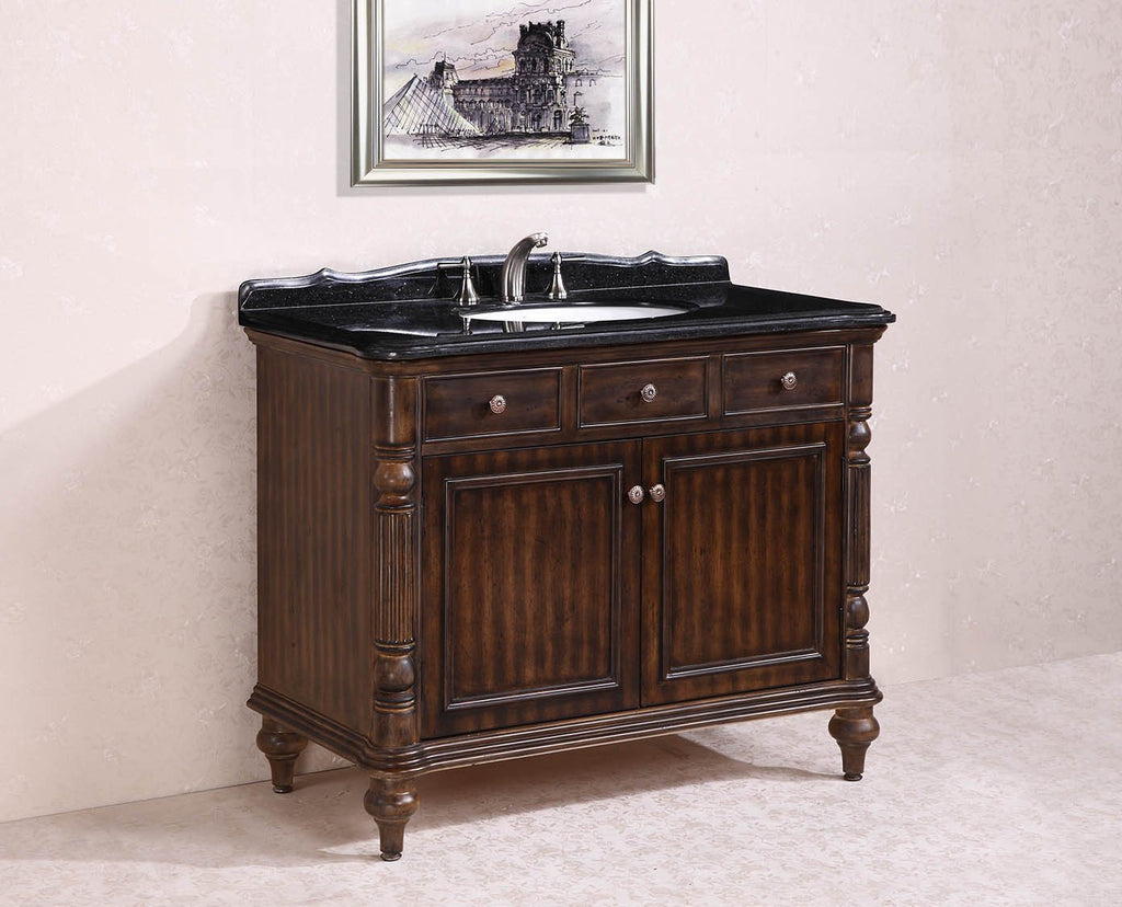 47" SOLID WOOD SINK VANITY WITH GRANITE TOP-NO FAUCET AND BACKSPLASH WH2747-WALNUT