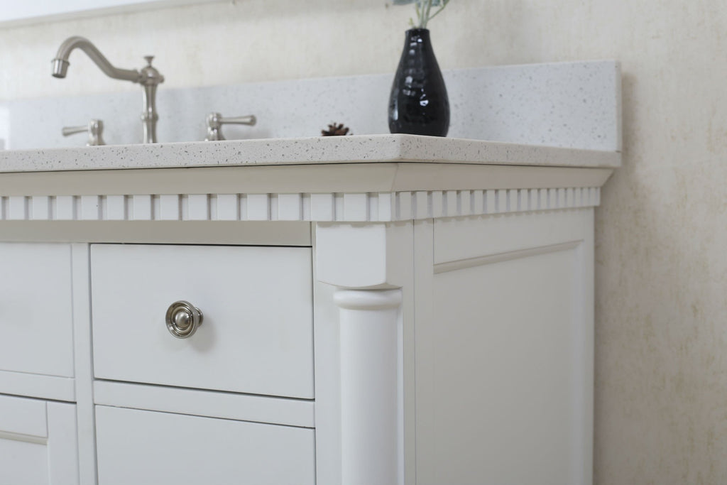 48" ANTIQUE COFFEE SINK VANITY WITH CARRARA WHITE TOP AND MATCHING BACKSPLASH WITHOUT FAUCET WLF6036-48"