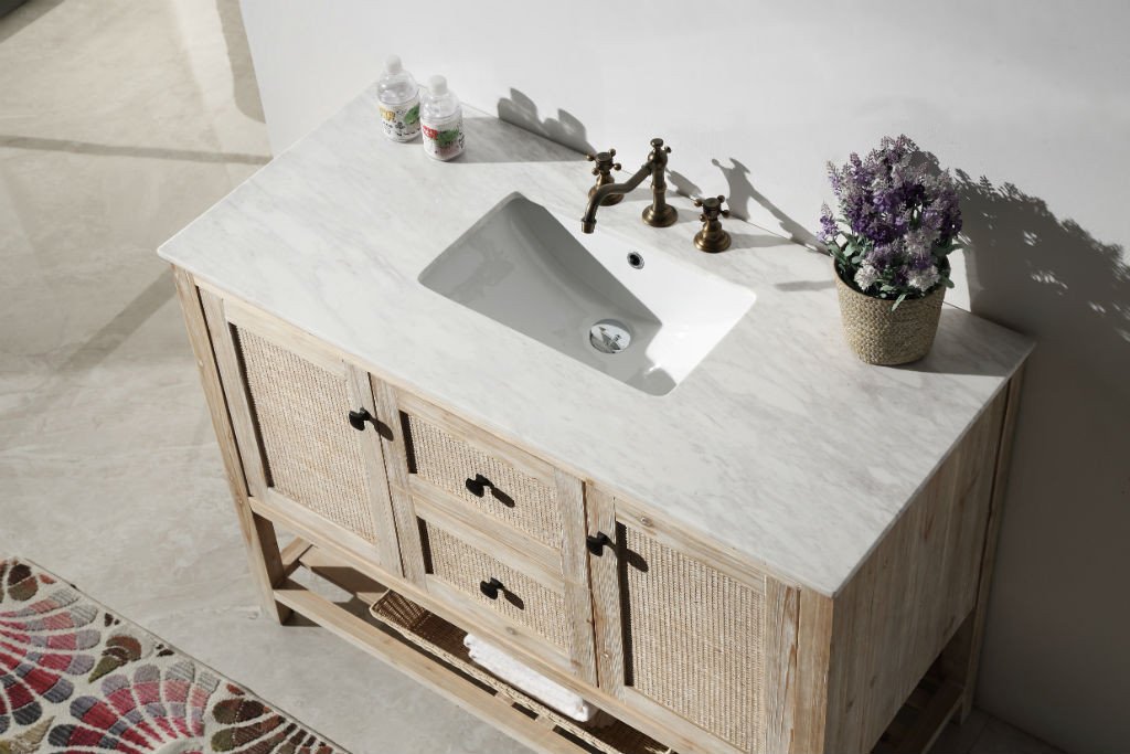 48" SOLID WOOD SINK VANITY WITH MARBLE TOP-NO FAUCET WH5148