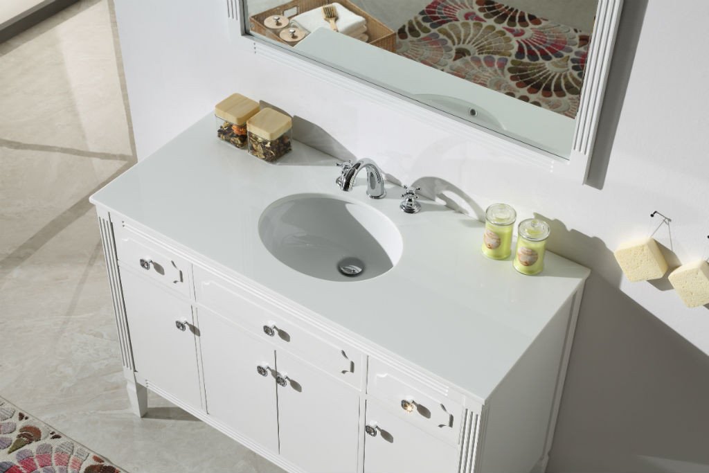 48" WOOD SINK VANITY WITH ARTIFICIAL STONE TOP-NO FAUCET WH6148