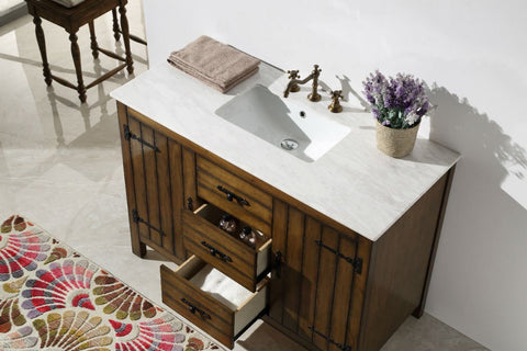 Image of 48" WOOD SINK VANITY WITH MARBLE TOP-NO FAUCET WH5448