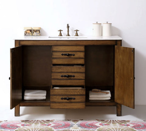 Image of 48" WOOD SINK VANITY WITH MARBLE TOP-NO FAUCET WH5448