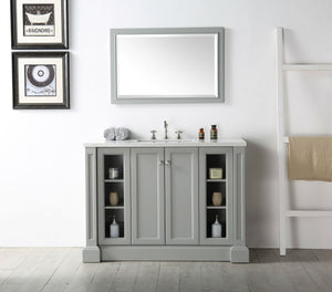 48" WOOD SINK VANITY WITH QUARTZ TOP-NO FAUCET IN COOL GREY WH7248-CG