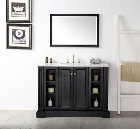 Image of 48" WOOD SINK VANITY WITH QUARTZ TOP-NO FAUCET IN ESPRESSO WH7248-E