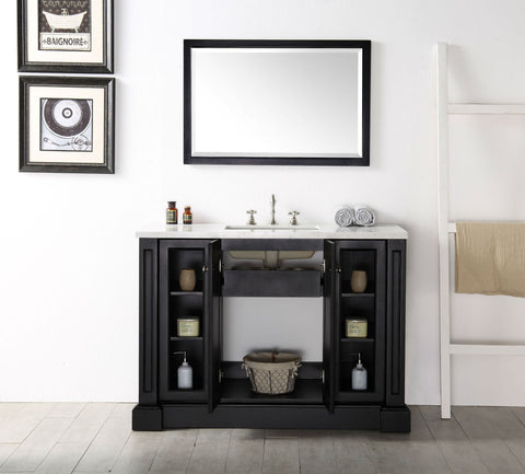 Image of 48" WOOD SINK VANITY WITH QUARTZ TOP-NO FAUCET IN ESPRESSO WH7248-E