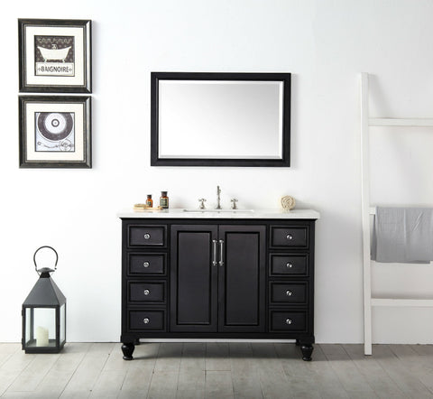 Image of 48" WOOD SINK VANITY WITH QUARTZ TOP-NO FAUCET IN ESPRESSO WH7548-E