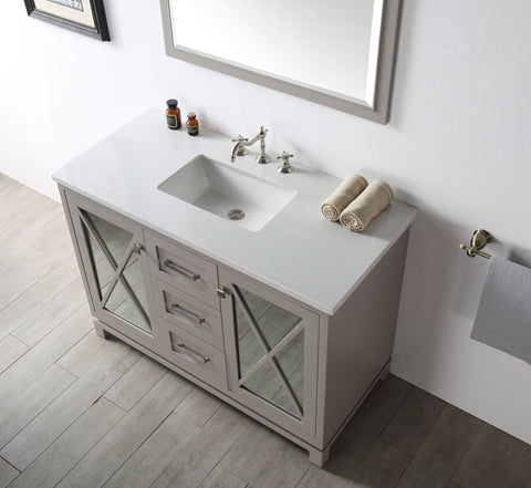 Image of 48" WOOD SINK VANITY WITH QUARTZ TOP-NO FAUCET IN WARM GREY WH7448-WG
