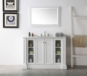 48" WOOD SINK VANITY WITH QUARTZ TOP-NO FAUCET IN WHITE WH7248-W
