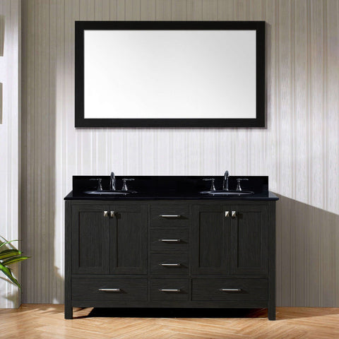 Image of 60" Double Bathroom Vanity in Zebra Grey KD-60060-BGRO-ZG