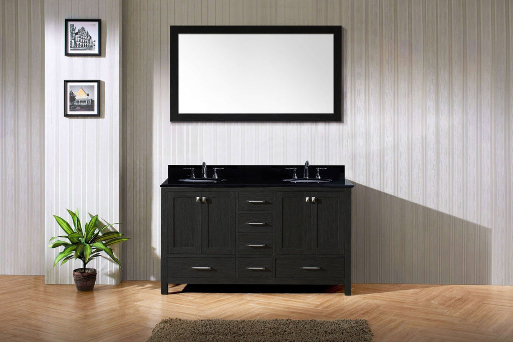 60" Double Bathroom Vanity in Zebra Grey KD-60060-BGRO-ZG