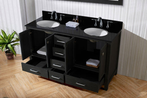 Image of 60" Double Bathroom Vanity in Zebra Grey KD-60060-BGRO-ZG