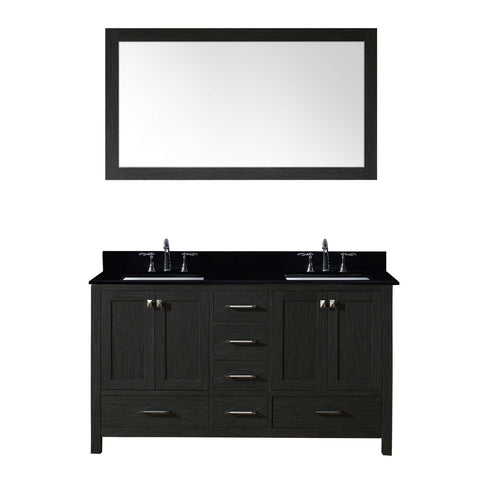 Image of 60" Double Bathroom Vanity in Zebra Grey KD-60060-BGSQ-ZG