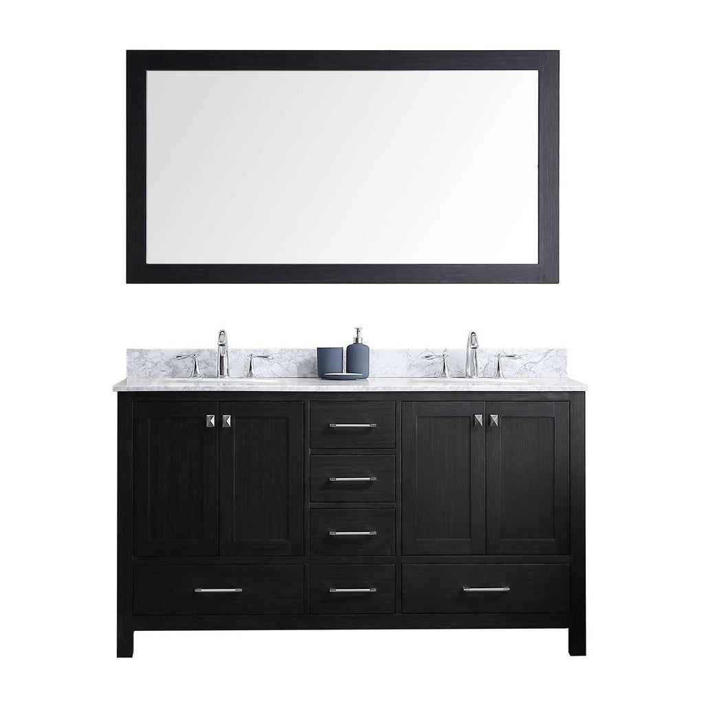 60" Double Bathroom Vanity in Zebra Grey KD-60060-WMRO-ZG