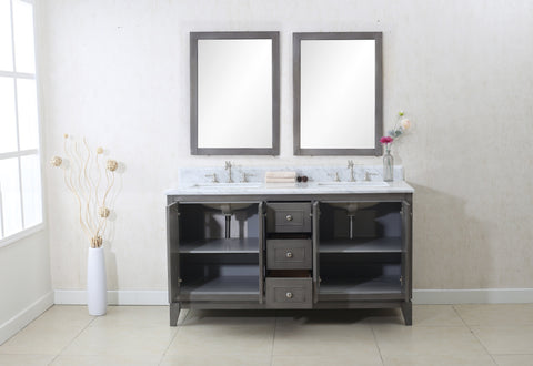 Image of 60" SILVER GRAY SINK VANITY CABINET MATCH WITH WLF6036-61 TOP, NO FAUCET WLF7034-60