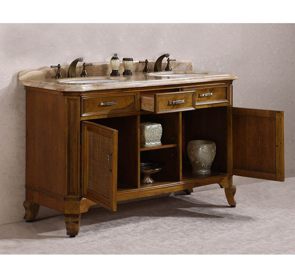 60" SOLID WOOD SINK VANITY WITH MARBLE-NO FAUCET AND BACKSPLASH WH3660