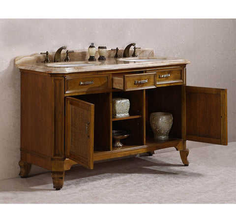 Image of 60" SOLID WOOD SINK VANITY WITH MARBLE-NO FAUCET AND BACKSPLASH WH3660