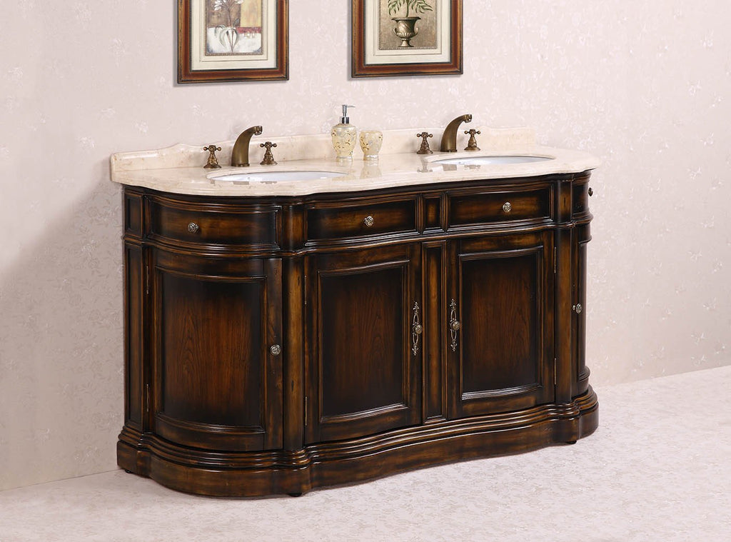 66" SOLID WOOD SINK VANITY WITH MARBLE-NO FAUCET AND BACKSPLASH WH3066