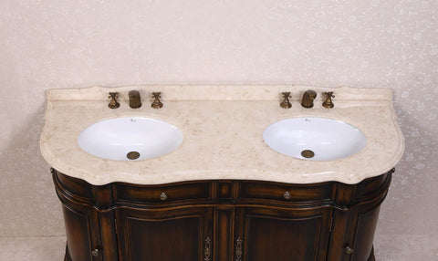 Image of 66" SOLID WOOD SINK VANITY WITH MARBLE-NO FAUCET AND BACKSPLASH WH3066