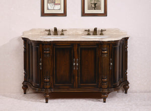 67" SOLID WOOD SINK VANITY WITH TRAVERTINE TOP-NO FAUCET AND BACKSPLASH WH3567