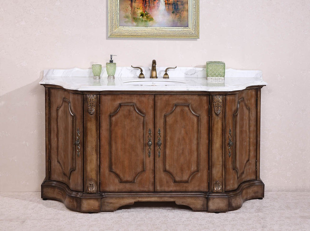68" SOLID WOOD SINK VANITY WITH MARBLE TOP-NO FAUCET AND BACKSPLASH WH3468