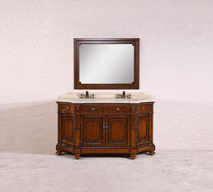 68" SOLID WOOD SINK VANITY WITH TRAVERTINE-NO FAUCET AND BACKSPLASH WH3368