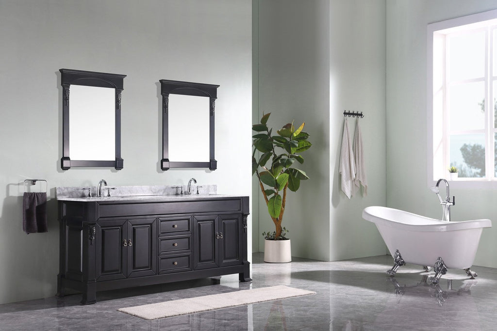 72" Double Bathroom Vanity GD-4072-WMRO-DW