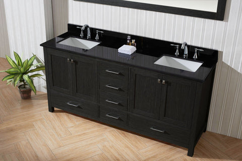 Image of 72" Double Bathroom Vanity in Zebra Grey KD-60072-BGRO-ZG