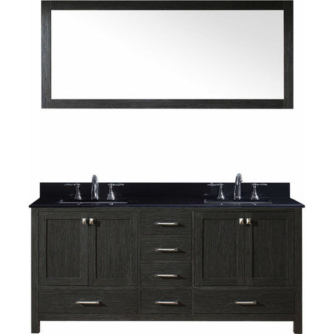 Image of 72" Double Bathroom Vanity in Zebra Grey KD-60072-BGSQ-ZG