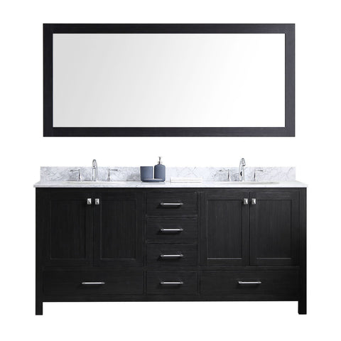 Image of 72" Double Bathroom Vanity in Zebra Grey KD-60072-WMRO-ZG