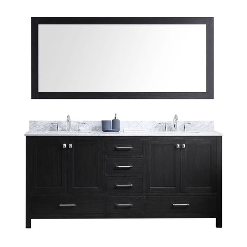 Image of 72" Double Bathroom Vanity in Zebra Grey KD-60072-WMSQ-ZG
