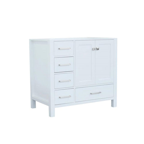 Image of Ariel Cambridge 36" White Transitional Vanity Base Cabinet A037S-R-BC-WHT