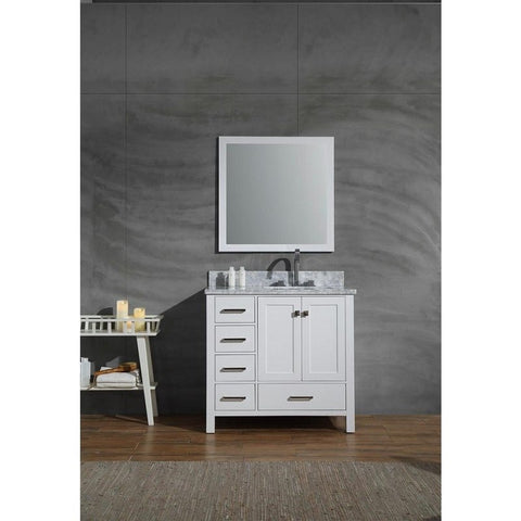 Image of Ariel Cambridge 37" White Modern Rectangle Sink Bathroom Vanity A037S-R-CWR-WHT