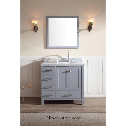 Image of Ariel Cambridge 37" Grey Modern Single Oval Sink Bathroom Vanity A037S-R-VO-GRY