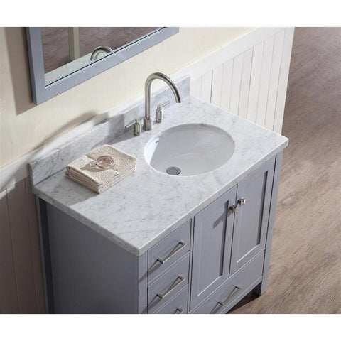 Image of Ariel Cambridge 37" Grey Modern Single Oval Sink Bathroom Vanity A037S-R-VO-GRY