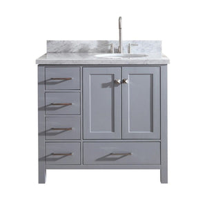 Ariel Cambridge 37" Grey Modern Single Oval Sink Bathroom Vanity A037S-R-VO-GRY