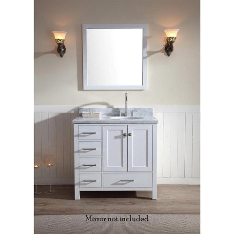 Image of Ariel Cambridge 37" White Modern Single Oval Sink Bathroom Vanity A037S-R-VO-WHT