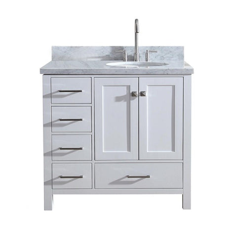 Image of Ariel Cambridge 37" White Modern Single Oval Sink Bathroom Vanity A037S-R-VO-WHT