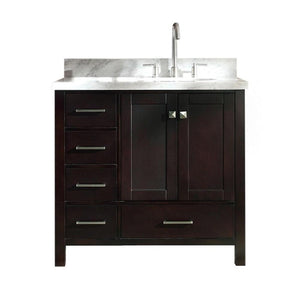 Ariel Cambridge 37" Espresso Modern Single Oval Sink Bathroom Vanity A037S-R-VO-ESP