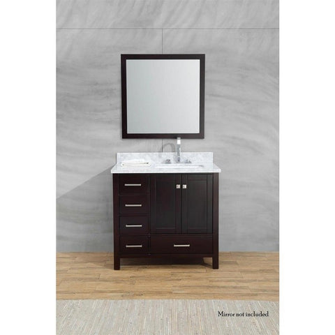 Image of Ariel Cambridge 37" Espresso Modern Single Sink Bathroom Vanity A037SRCWRVOESP