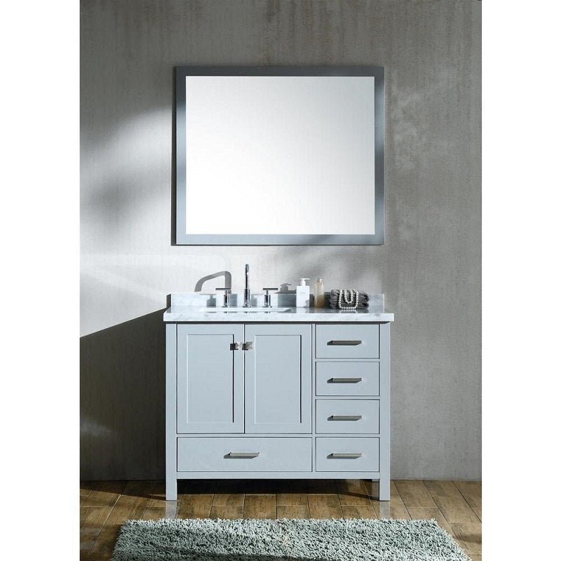 Ariel Cambridge 43" White Modern Rectangle Sink Bathroom Vanity A043S-L-CWR-WHT
