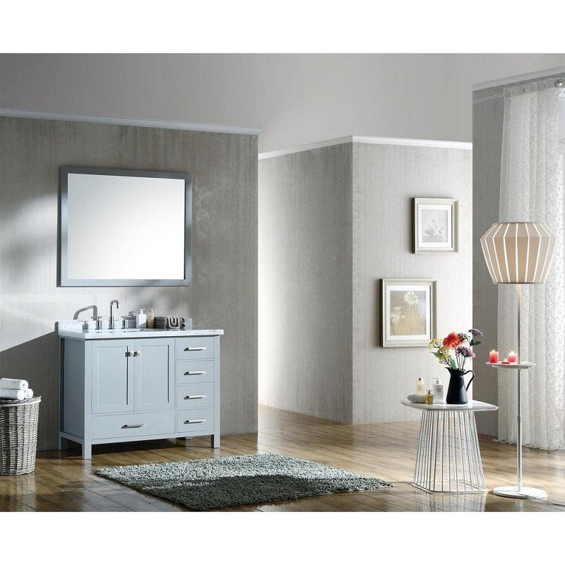 Ariel Cambridge 43" White Modern Rectangle Sink Bathroom Vanity A043S-L-CWR-WHT