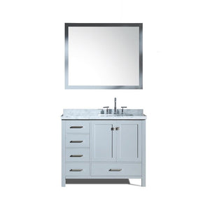Ariel Cambridge 43" White Modern Rectangle Sink Bathroom Vanity A043S-R-CWR-WHT