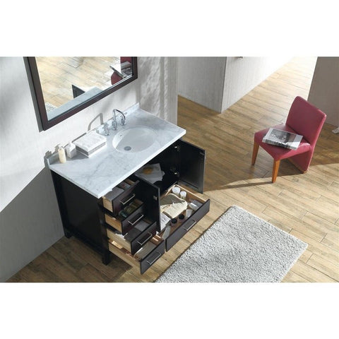 Image of Ariel Cambridge 43" Espresso Modern Oval Sink Bathroom Vanity Set A043S-R-ESP