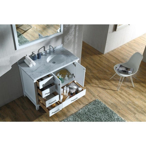 Image of Ariel Cambridge 43" White Modern Oval Sink Bathroom Vanity A043S-R-VO-WHT