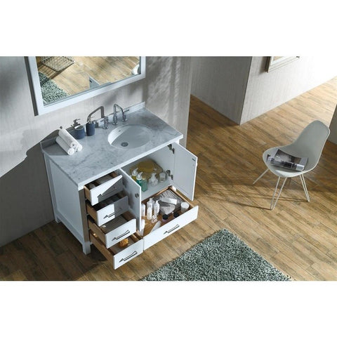 Image of Ariel Cambridge 43" White Modern Oval Sink Bathroom Vanity Set A043S-R-WHT