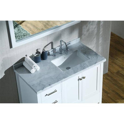 Image of Ariel Cambridge 43" White Modern Rectangle Single Sink Bathroom Vanity A043SRCWRVOWHT