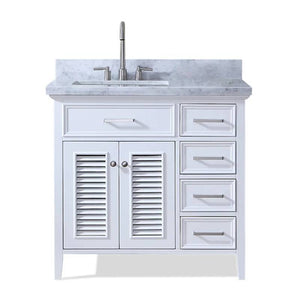 Ariel Kensington 37" White Traditional Left Offset Single Sink Bathroom Vanity D037S-L-VO-WHT