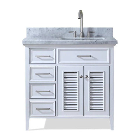 Image of Ariel Kensington 37" White Traditional Right Offset Single Sink Bathroom Vanity D037S-R-VO-WHT