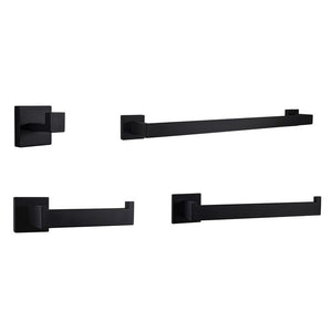 Lexora Bagno Lucido 4-Piece Bathroom Accessory Set - Matte Black | LAS14152MB