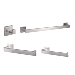 Lexora Bagno Lucido 4-Piece Bathroom Accessory Set - Satin Nickel | LAS14152SN